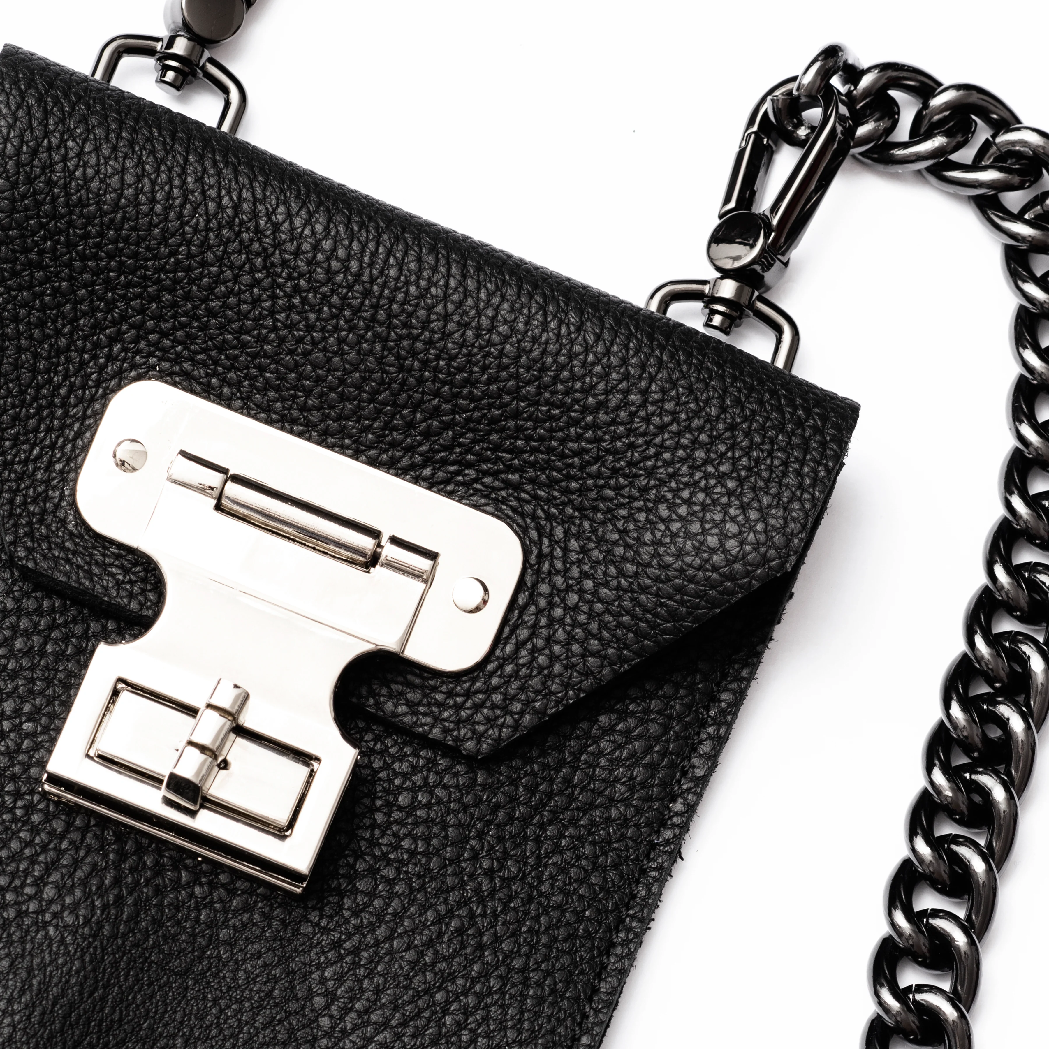 Bolsa Black Leather Metallic Details - Image 3